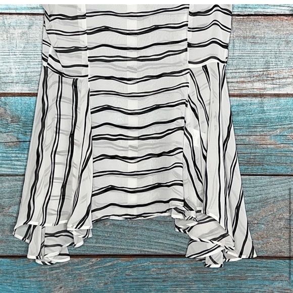 Anthropologie Meadow Rue Tunic Top S Walking Tour Semi Sheer Black White Hi Low - Picture 6 of 10